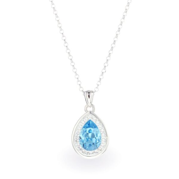Swarovski kristályos ezüst nyaklánc - Brilliance Drop Világos kék - ajándék díszdobozban