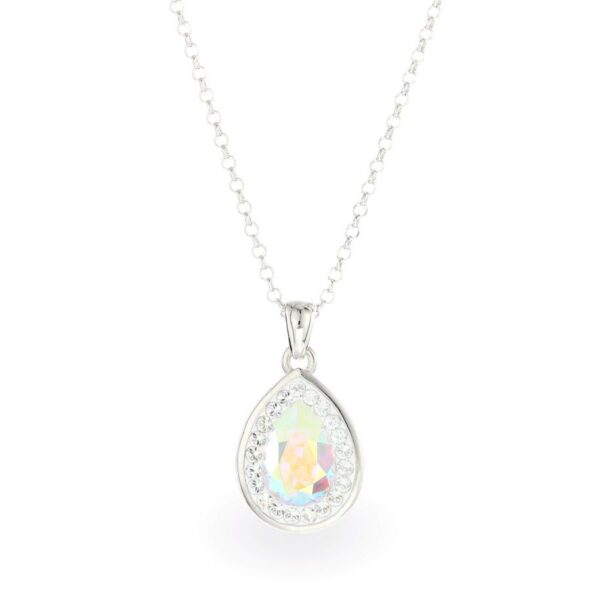 Swarovski kristályos ezüst nyaklánc - Brilliance Drop Crystal AB - ajándék díszdobozban