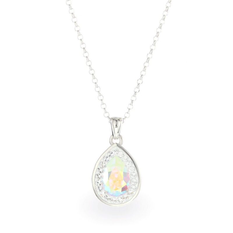 Swarovski kristályos ezüst nyaklánc - Brilliance Drop Crystal AB - ajándék díszdobozban
