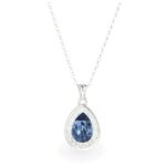 Swarovski kristályos ezüst nyaklánc - Brilliance Drop Sötét kék - ajándék díszdobozban
