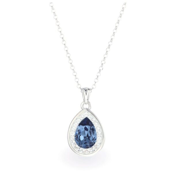 Swarovski kristályos ezüst nyaklánc - Brilliance Drop Sötét kék - ajándék díszdobozban