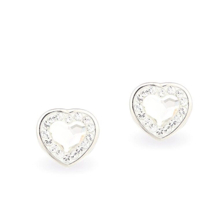 Swarovski kristályos ezüst fülbevaló - Brilliance Heart Crystal- ajándék díszdobozban