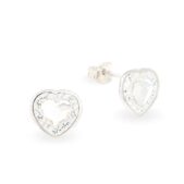 Swarovski kristályos ezüst fülbevaló - Brilliance Heart Crystal- ajándék díszdobozban