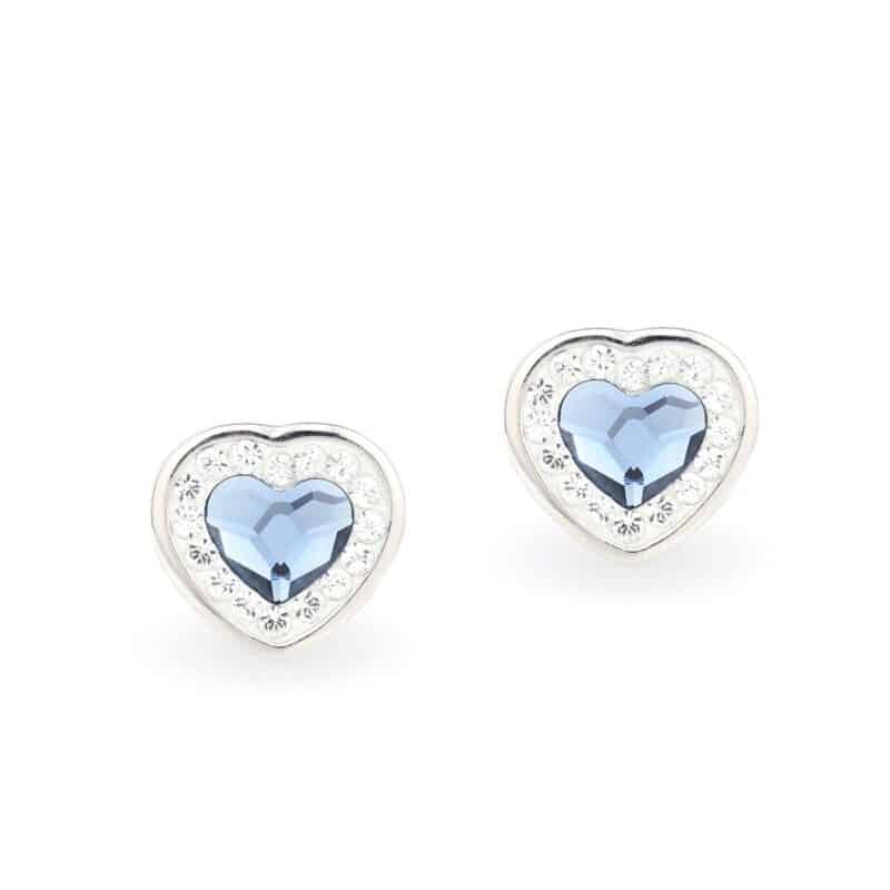 Swarovski kristályos ezüst fülbevaló - Brilliance Heart Sötét kék- ajándék díszdobozban