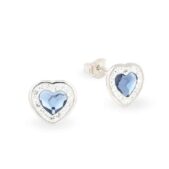 Swarovski kristályos ezüst fülbevaló - Brilliance Heart Sötét kék- ajándék díszdobozban