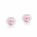 Swarovski kristályos ezüst fülbevaló - Brilliance Heart Rózsaszín- ajándék díszdobozban