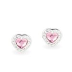 Swarovski kristályos ezüst fülbevaló - Brilliance Heart Rózsaszín- ajándék díszdobozban
