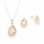 Swarovski kristályos ezüst ékszer szett - Raindrop Borostyán - ajándék díszdobozban