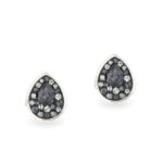 Swarovski kristályos ezüst fülbevaló - Raindrop Fekete - ajándék díszdobozban