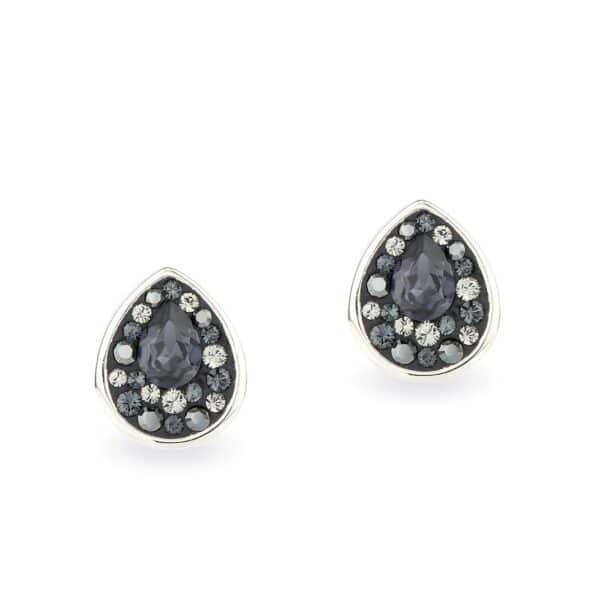 Swarovski kristályos ezüst fülbevaló - Raindrop Fekete - ajándék díszdobozban
