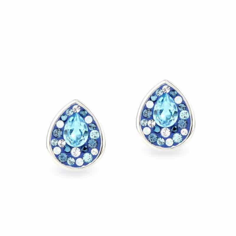 Swarovski kristályos ezüst fülbevaló - Raindrop Világos kék - ajándék díszdobozban