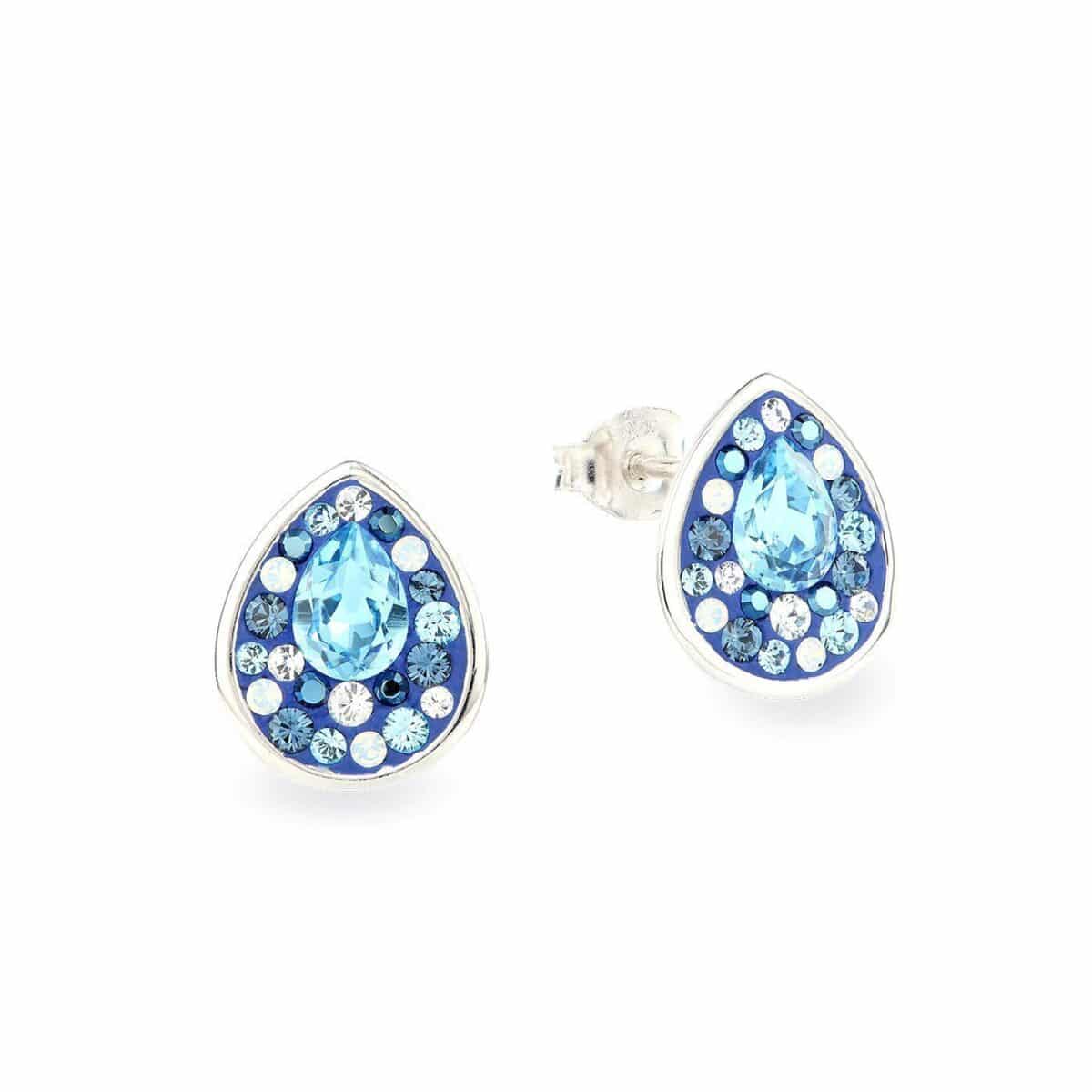 Swarovski kristályos ezüst fülbevaló - Raindrop Világos kék - ajándék díszdobozban