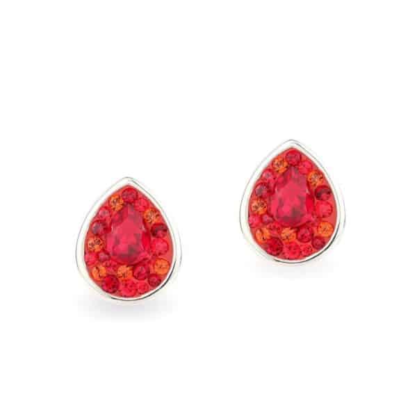 Swarovski kristályos ezüst fülbevaló - Raindrop Piros - ajándék díszdobozban