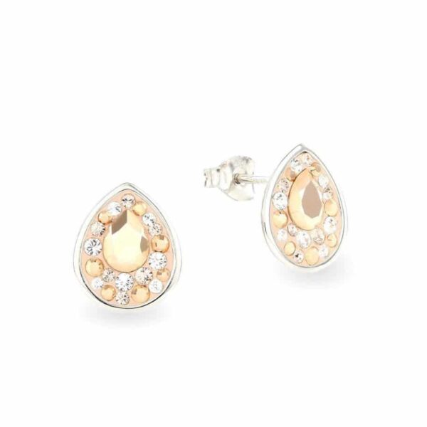 Swarovski kristályos ezüst fülbevaló - Raindrop Arany - ajándék díszdobozban