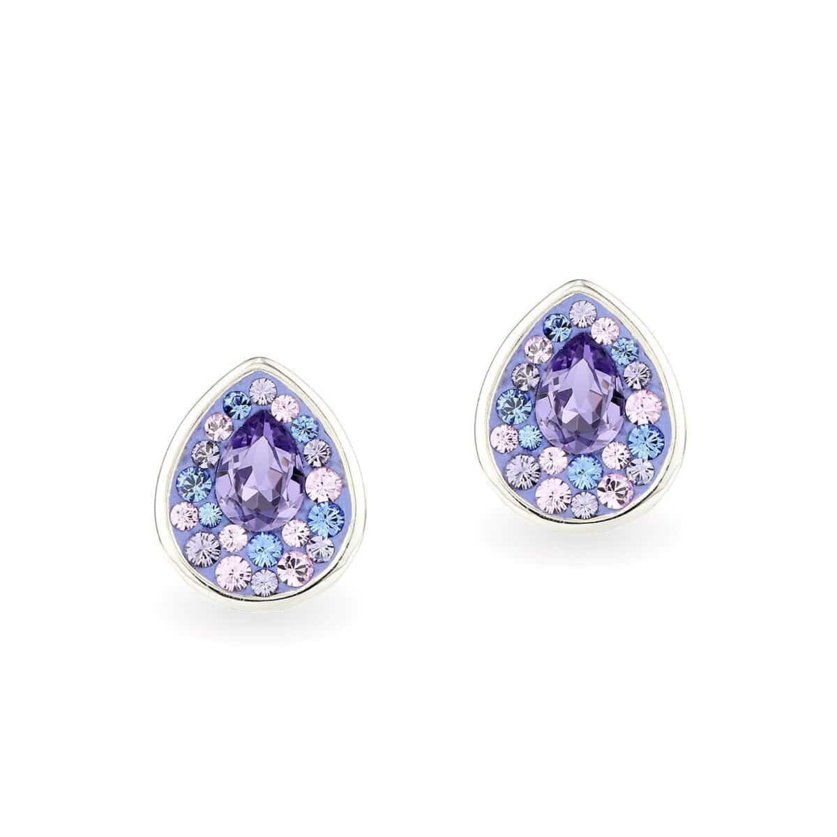 Swarovski kristályos ezüst fülbevaló - Raindrop Lila - ajándék díszdobozban