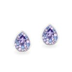Swarovski kristályos ezüst fülbevaló - Raindrop Lila - ajándék díszdobozban