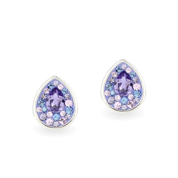 Swarovski kristályos ezüst fülbevaló - Raindrop Lila - ajándék díszdobozban