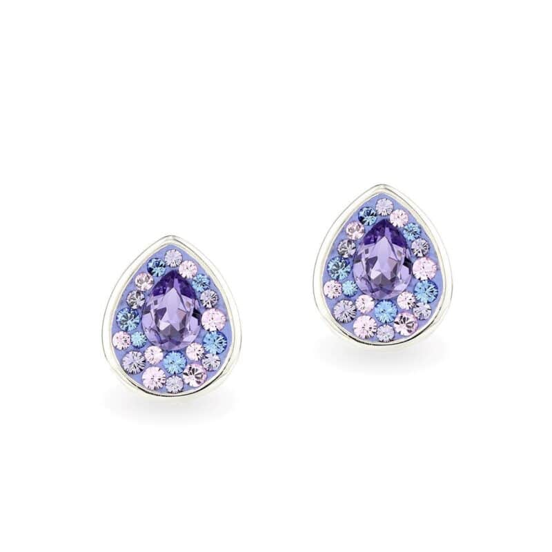 Swarovski kristályos ezüst fülbevaló - Raindrop Lila - ajándék díszdobozban