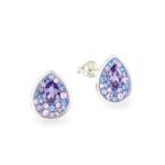 Swarovski kristályos ezüst fülbevaló - Raindrop Lila - ajándék díszdobozban