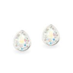 Swarovski kristályos ezüst fülbevaló - Raindrop Crystal AB - ajándék díszdobozban