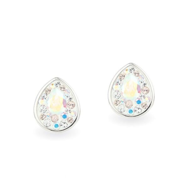 Swarovski kristályos ezüst fülbevaló - Raindrop Crystal AB - ajándék díszdobozban