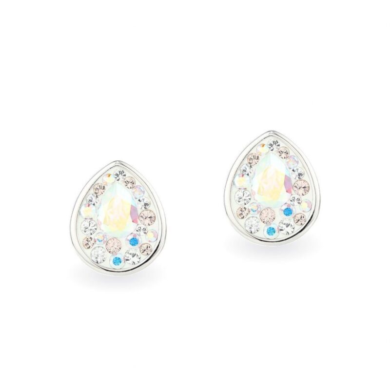 Swarovski kristályos ezüst fülbevaló - Raindrop Crystal AB - ajándék díszdobozban