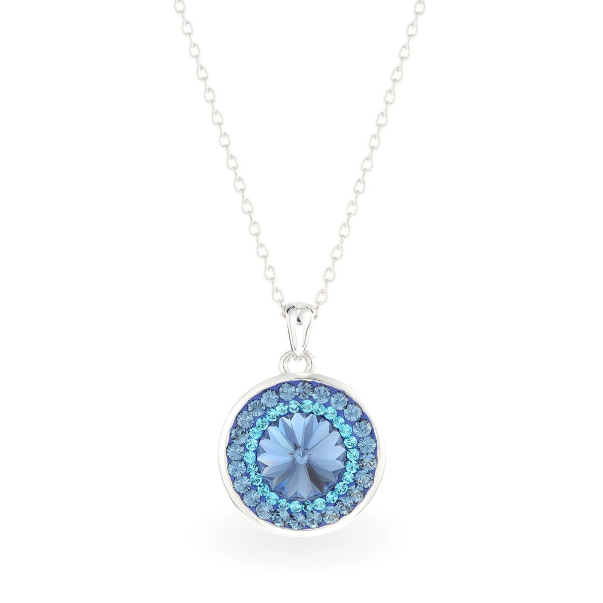 Swarovski kristályos ezüst nyaklánc - Rivoli Orbit Sötét kék - ajándék díszdobozban