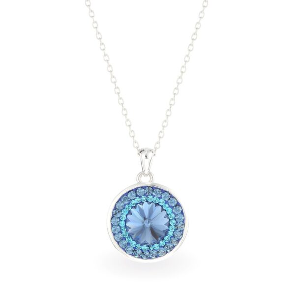 Swarovski kristályos ezüst nyaklánc - Rivoli Orbit Sötét kék - ajándék díszdobozban