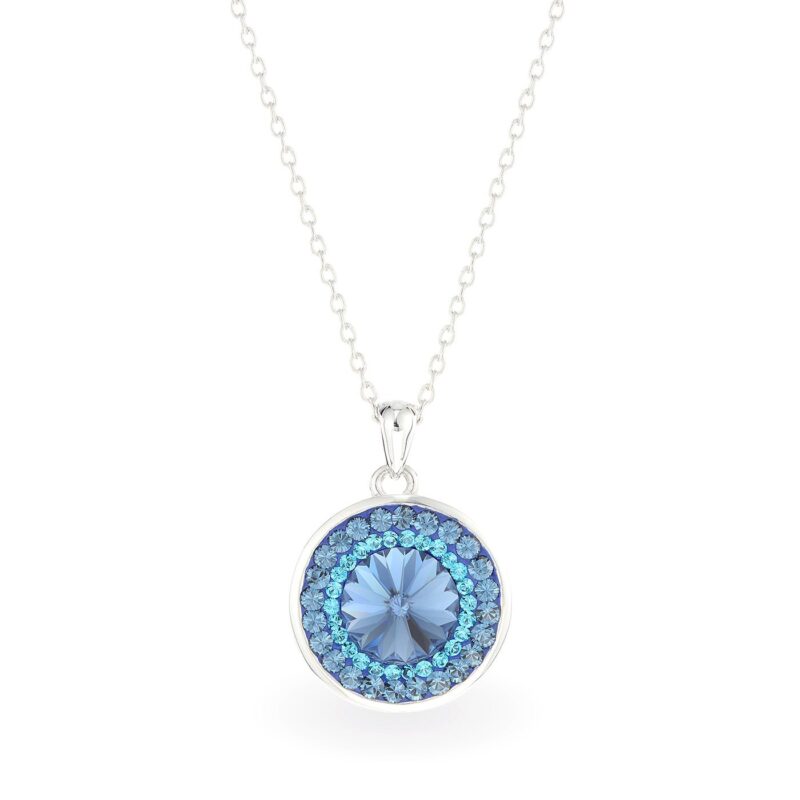 Swarovski kristályos ezüst nyaklánc - Rivoli Orbit Sötét kék - ajándék díszdobozban