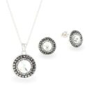 Swarovski kristályos ezüst ékszer szett - Rivoli Orbit Szürke - ajándék díszdobozban