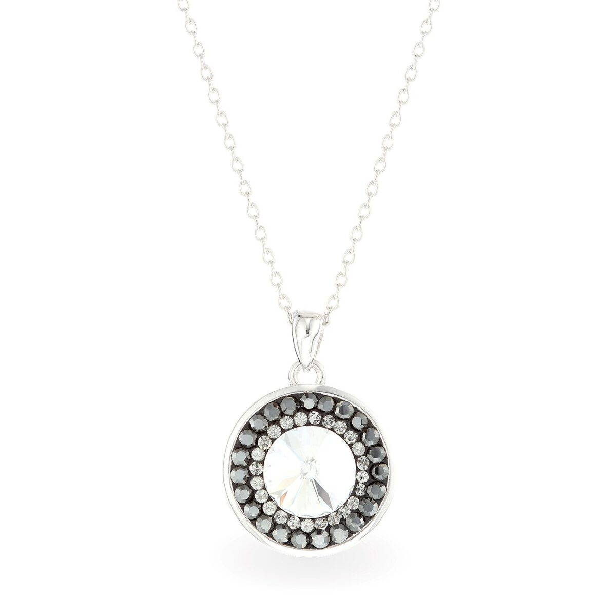 Swarovski kristályos ezüst nyaklánc - Rivoli Orbit Szürke - ajándék díszdobozban