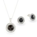 Swarovski kristályos ezüst ékszer szett - Rivoli Orbit Sötét kék - ajándék díszdobozban