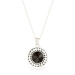 Swarovski kristályos ezüst nyaklánc - Rivoli Orbit Fekete- ajándék díszdobozban