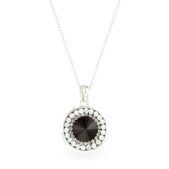 Swarovski kristályos ezüst nyaklánc - Rivoli Orbit Fekete- ajándék díszdobozban