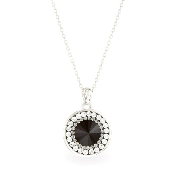 Swarovski kristályos ezüst nyaklánc - Rivoli Orbit Fekete- ajándék díszdobozban