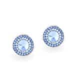 Swarovski kristályos ezüst fülbevaló - Rivoli Orbit Világos kék - ajándék díszdobozban