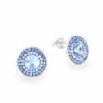 Swarovski kristályos ezüst fülbevaló - Rivoli Orbit Világos kék - ajándék díszdobozban