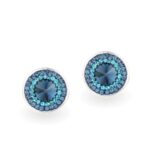 Swarovski kristályos ezüst fülbevaló - Rivoli Orbit Türkiz kék - ajándék díszdobozban