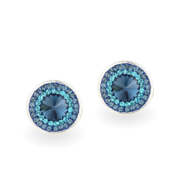 Swarovski kristályos ezüst fülbevaló - Rivoli Orbit Türkiz kék - ajándék díszdobozban