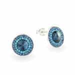 Swarovski kristályos ezüst fülbevaló - Rivoli Orbit Türkiz kék - ajándék díszdobozban