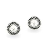 Swarovski kristályos ezüst fülbevaló - Rivoli Orbit Szürke - ajándék díszdobozban