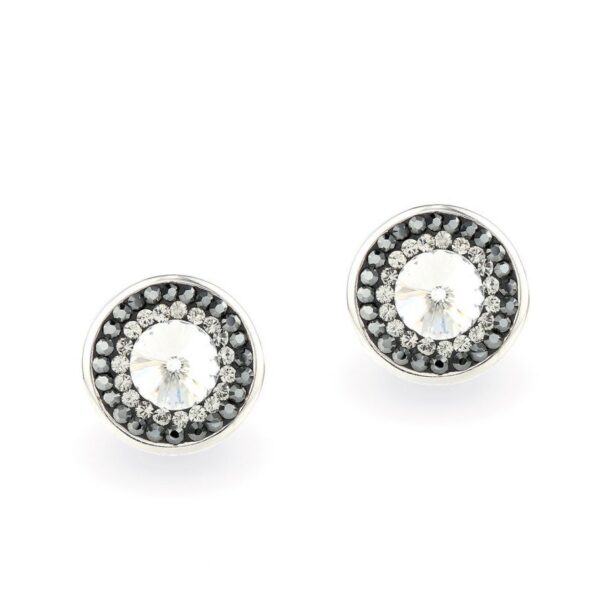 Swarovski kristályos ezüst fülbevaló - Rivoli Orbit Szürke - ajándék díszdobozban