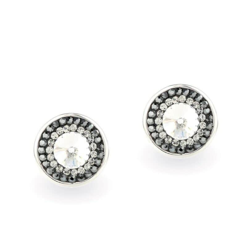 Swarovski kristályos ezüst fülbevaló - Rivoli Orbit Szürke - ajándék díszdobozban