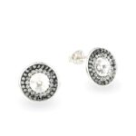 Swarovski kristályos ezüst fülbevaló - Rivoli Orbit Szürke - ajándék díszdobozban