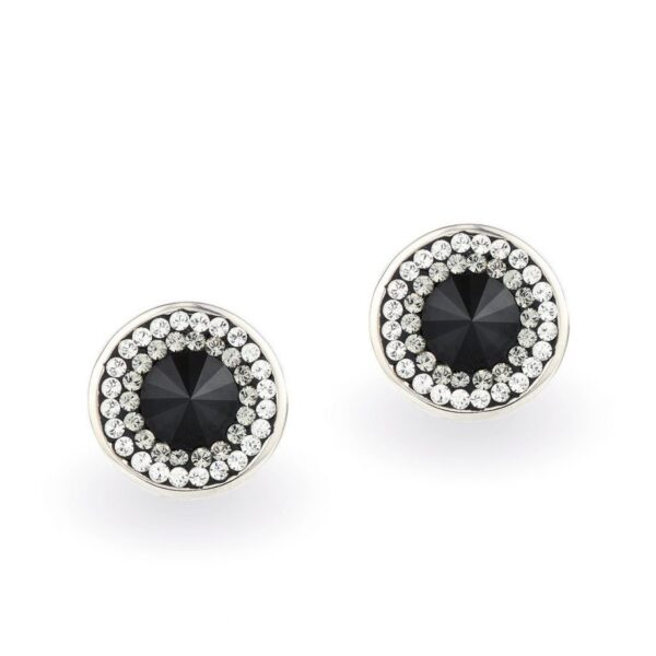 Swarovski kristályos ezüst fülbevaló - Rivoli Orbit Fekete - ajándék díszdobozban