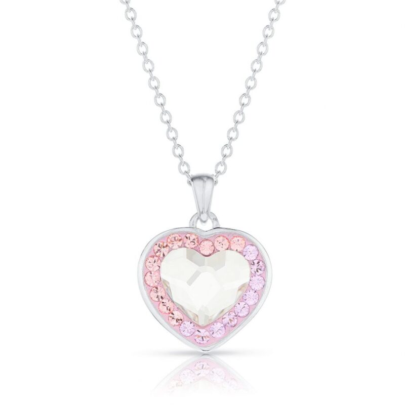 Swarovski kristályos ezüst nyaklánc - Brilliance Heart Colourful Rózsaszín - ajándék díszdobozban