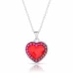 Swarovski kristályos ezüst nyaklánc - Brilliance Heart Colourful Piros - ajándék díszdobozban