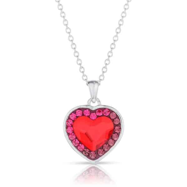 Swarovski kristályos ezüst nyaklánc - Brilliance Heart Colourful Piros - ajándék díszdobozban
