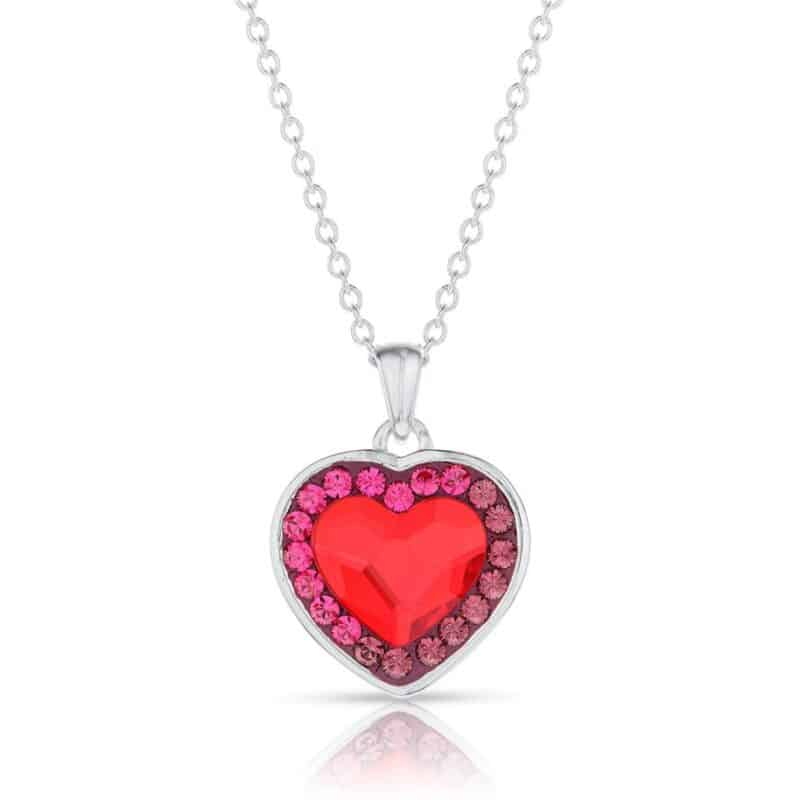 Swarovski kristályos ezüst nyaklánc - Brilliance Heart Colourful Piros - ajándék díszdobozban