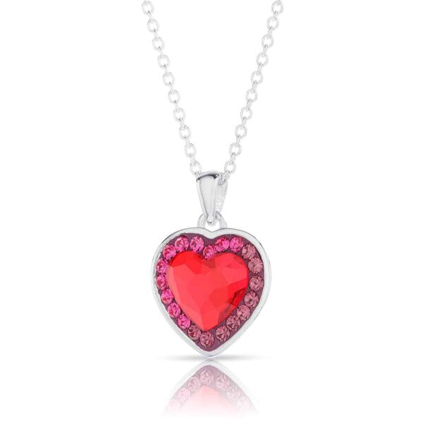 Swarovski kristályos ezüst nyaklánc - Brilliance Heart Colourful Piros - ajándék díszdobozban
